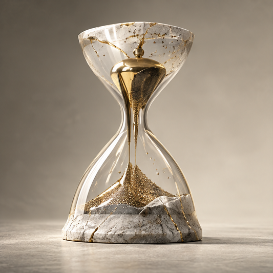 Marble Hourglass & Golden Sand Art Decor