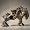 Biomorphic Stone & Dual Orb Decor Sculpture