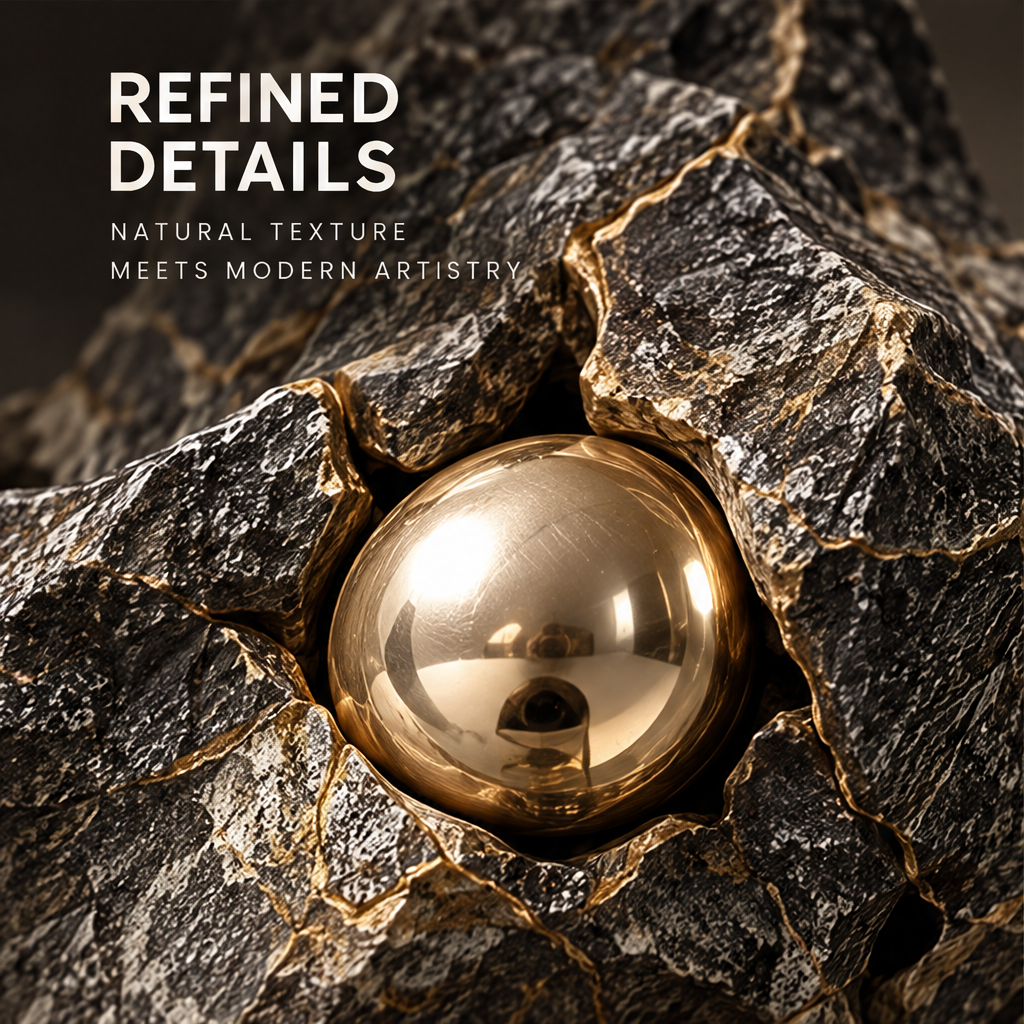 Biomorphic Stone & Dual Orb Decor Sculpture