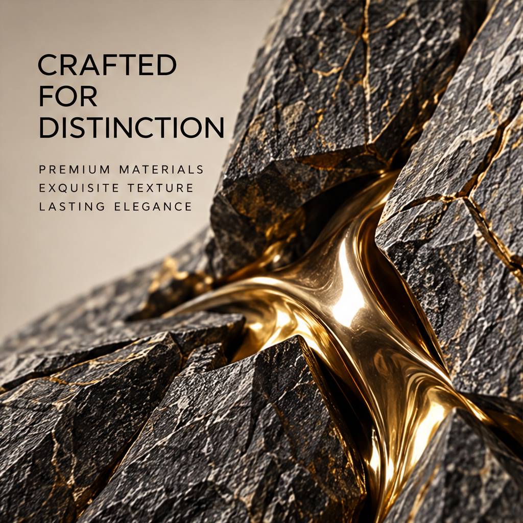 Fractured Stone & Molten Gold Art Sculpture